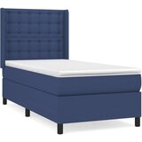 vidaXL Box spring postelja z vzmetnico modra 100x200 cm blag | Shoptok.si