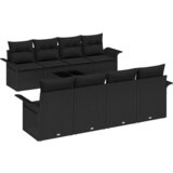 vidaXL set vrtnih sofa od 9 dijelova s jastučićima crni poli ratan, 2-mjestna vrtna sofa s pohranom i jastučićima crna poli ratan | shoptok.hr