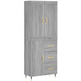 vidaXL Visoka komoda siva sonoma 69,5x34x180 cm inženirski les | Shoptok.si