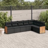 Maison Chic Seti vrtnega pohištva - Vrtna garnitura - Vrtni pohištvo set 7-delna z blazinami črn poli ratan, (21802555) | Shoptok.si