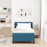 Box Spring Krevet s Madracem Tamnoplavi 100x200 cm Baršun | shoptok.hr