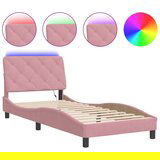 vidaXL Posteljni okvir z LED lučkami roza 80x200 cm žamet, (21081596) | Shoptok.si