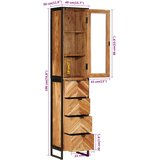  Kupaonski ormarić 40x27x190 cm željezo i masivno bagremovo drvo | shoptok.hr