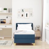  Postelja z vzmetnico z vzmetnico Modra 80 x 200 cm blago, (5000127024) | Shoptok.si