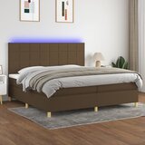 vidaXL Krevet box spring s madracem LED tamnosmeđi 200x200 cm tkanina Cijene