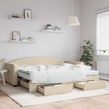 vidaXL dnevni krevet na razvlačenje s ladicama krem 90x200 cm tkanina | shoptok.hr