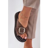 Zazoo Women's Suede Slides With Buckle On Platform Brown 3019 | Shoptok.si
