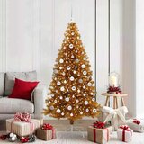 vidaXL Božično drevo med 300 LED z stojalom Zlata 180 cm PET | Shoptok.si