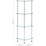 vidaXL Polica 4-nadstropna prozorna 30x30x100 cm kaljeno steklo, (21008447) | Shoptok.si