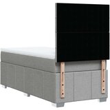 vidaXL Box spring postelja z vzmetnico svetlo siva 90x200 cm blago | Shoptok.si