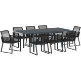  Vrtni set za objed 9 kom. Crna poliratan 180 x 80 x 74 cm | Shoptok.si