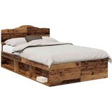  Okvir za krevet s uzglavljem Staro drvo 135 x 190 cm | shoptok.hr