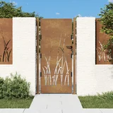 vidaXL Vrtna vrata 105x205 cm Corten jeklo dizajn trave