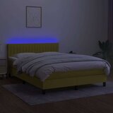 vidaXL Box spring postelja z vzmetnico LED modra 140x190 cm | Shoptok.si