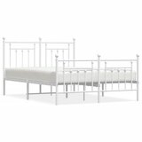 Maison Chic Kovinski Posteljni okvir - Dvoposteljna postelja - Zakonska postelja z vzglavjem in vznožjem bel 140x190 cm, (21696981) | Shoptok.si