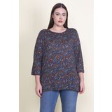 Şans Women's Plus Size Navy Blue Viscose Floral Blouse | ePonuda.com
