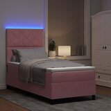  LED Box Spring Krevet s uzglavljem Ružičasta 90 x 200 cm Baršun | Shoptok.si