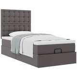 vidaXL Otomanski posteljni okvir z vzmetnico siv 90x190 cm um. usnje | Shoptok.si