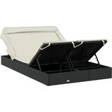 LEŽAJ za sunčanje za 2 osobe crni 213 x 118 x 97 cm poliratan | shoptok.hr