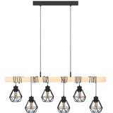 Eglo visilica Townshend 5, 6 x E27, drvo/crna, žičana sjenila, 100 cm, 43133 | shoptok.hr