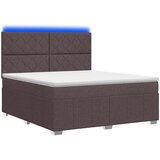  LED okvir za krevet s madracem Tamno smeđa 160 x 200 cm Tkanina | shoptok.hr