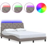  Okvir kreveta s LED-om bez madraca Taupe 140x190 cm tkanina | shoptok.hr