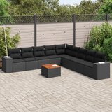 vidaXL 10-dijelni set vrtnih sofa s jastucima crni od poliratana | shoptok.hr