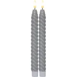 set od 2 sive voštane led svijeće flamme swirl antique, visina 25 cm