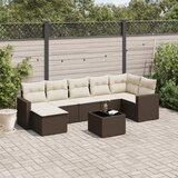 Maison Chic Seti vrtnega pohištva - Vrtna garnitura - Vrtni pohištvo set 8-delna z blazinami rjav poli ratan, (21800407) | Shoptok.si