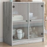 vidaXL Stranska omarica s steklenimi vrati siva sonoma 68x37x75,5 cm Cene