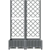 vidaXL Cvetlično korito z oporno mrežo svetlo sivo 80x40x121,5 cm PP | Shoptok.si