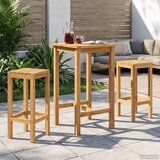 Vanjski bar set 3 pcs Neprerađeno Čvrsto teak drvo | shoptok.hr