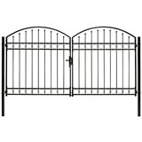 vidaXL dvostruka vrata za ogradu s lučnim vrhom čelik 300x175 cm crna Cijene