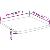 Stolna ploča 80x80x2 5 cm četvrtasta od bagrema sa živim rubom | shoptok.hr