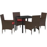  Set stola i stolica s jastukom 5 pcs Smeđa PE ratan | Eponuda.com