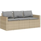 Maison Chic Vrtni kavč - Zunanji kavč z blazinami 3-sedežni bež poli ratan, (22043971) | Shoptok.si