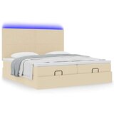 vidaXL Otomanski posteljni okvir z vzmetnicami krem 160x200 cm blago, (21609262) | Shoptok.si