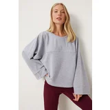 Happiness İstanbul Women's Gray Wide Sleeve Oversize Knitted Sweatshirt