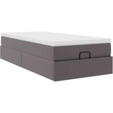 vidaXL Otomanski posteljni okvir z vzmetnico siv 100x200 cm um. usnje | Shoptok.si