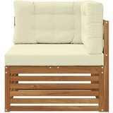 Vanjska kutna sofa Čvrsto drvo akacije Prirodna - Prirodna boja i krem kutna sofa | shoptok.hr