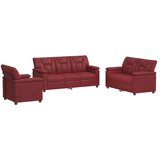  Set sofe 3 pcs Vinska crvena Umjetna koža - boja crnog vina 1-sjedalna + 2-sjedalna (120 cm) + 3-sjedalna | shoptok.hr