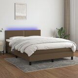 The Living Store Box spring postelja z vzmetnico LED temno rjava 140x200cm blago - Box Spring Postelja, (21521238) Cene
