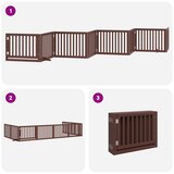  Vrata za pse s vratašcima 8 panela sklopiva 640 cm drvo topole Smeđa 80 x 60 x 2 cm | Shoptok.si