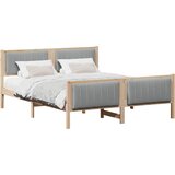  Okvir kreveta s uzglavljem Smeđa i svijetlo siva 160 x 200 cm | shoptok.hr