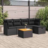 vidaXL 6-dijelni set vrtnih sofa s jastucima crni od poliratana | shoptok.hr