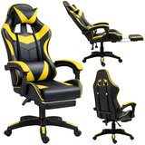 Lean Toys Igralni stol LEAN črno-rumeni – ergonomski gaming stol z naslonom za noge | Shoptok.si