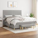 Maison Chic Box spring postelja - Vzmetna postelja z vzmetnico svetlo siva 160x200 cm žamet SL13315, (21904645) | Shoptok.si