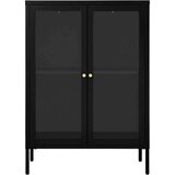  Komoda crna 75 x 35 x 105 cm od čelika i stakla | shoptok.hr