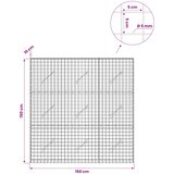  Gabion s 5 mm žicom i mrežom 5x5 cm 150x10x150 cm | shoptok.hr