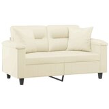 vidaXL Kavč dvosed z okrasnimi blazinami krem 120 cm umetno usnje, (20926083) | Shoptok.si